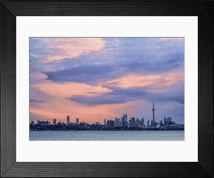 Framed Print : Toronto Skyline at sunrise as seen from Lake Ontario, Ontario, Canada Framed Print : Toronto Skyline at sunrise as seen from Lake Ontario, Ontario, Canada