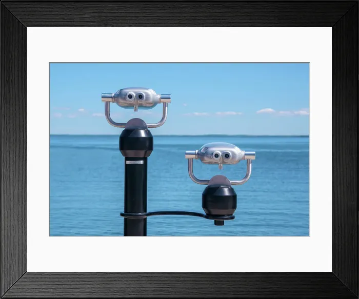 Framed Print : Public Tourist Binoculars, Lake Simcoe, Ontario, Canada Framed Print : Public Tourist Binoculars, Lake Simcoe, Ontario, Canada