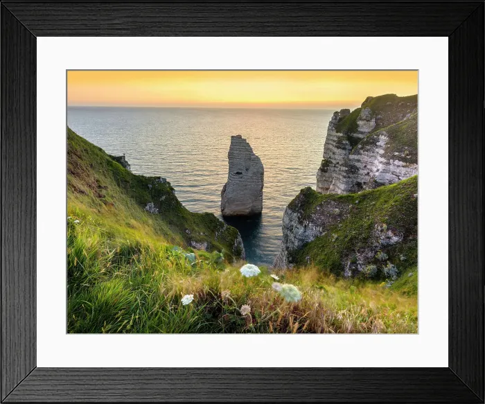 Framed Print : Cliff les Falaises at sunset ETRETAT Seine Maritime, Normany, France Framed Print : Cliff les Falaises at sunset ETRETAT Seine Maritime, Normany, France