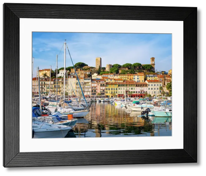 Framed Print : Vieux Port, Old Harbor, Le Suquet, Cannes, Alpes Provence Maritime, French Riviera, France