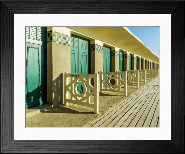 Framed Print : Beach Cabbins with Names of famous American Hollywood Movie Stars at Les Planges, the boardwalk on Deauville Beach DEAUVILLE, Cote Fleurie, Calvados Normany, France Framed Print : Beach Cabbins with Names of famous American Hollywood Movie Stars at Les Planges, the boardwalk on Deauville Beach DEAUVILLE, Cote Fleurie, Calvados Normany, France