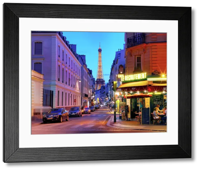 Framed Print : Eiffel Tower View and Cafe Le Recrutement, Invalides, Paris, Ile de France, France Framed Print : Eiffel Tower View and Cafe Le Recrutement, Invalides, Paris, Ile de France, France