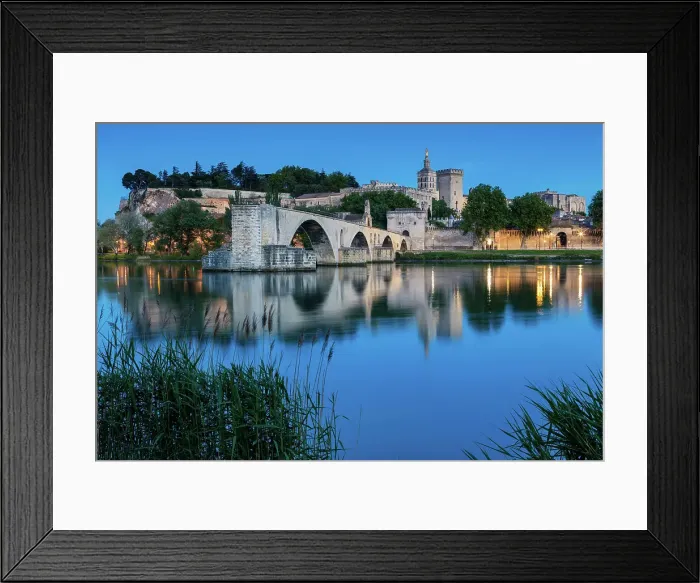 Framed Print : France, Provence, region Vaucluse, Papal Palace, Avignon town, Pont d'Avignon, famous bridge