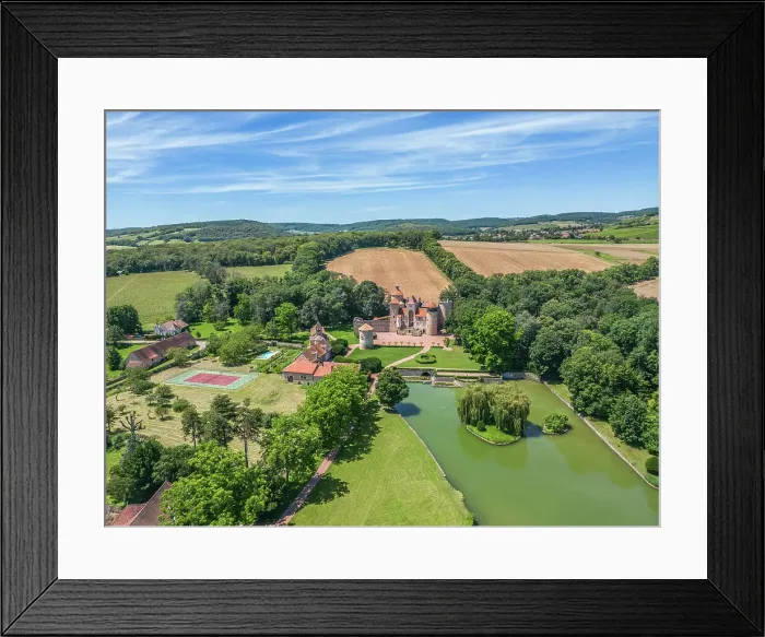 Framed Print : Aerial view at Chateau de Sercy, Sercy, Saone-et-Loire, Bourgogne-Franche-Comte, Burgundy, France Framed Print : Aerial view at Chateau de Sercy, Sercy, Saone-et-Loire, Bourgogne-Franche-Comte, Burgundy, France