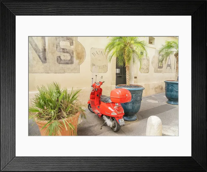 Framed Print : Red Vespa, Montpellier, Herault, France Framed Print : Red Vespa, Montpellier, Herault, France