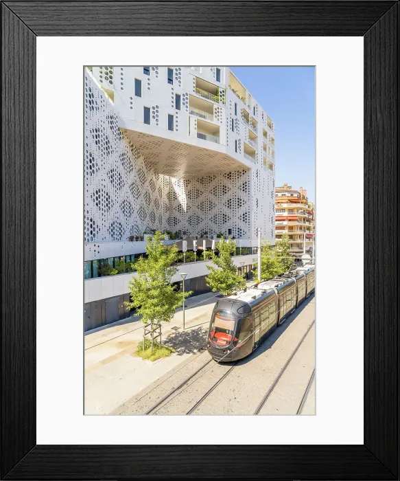 Framed Print : Tram passing The Hotel Beloria, Montpellier, Herault, France