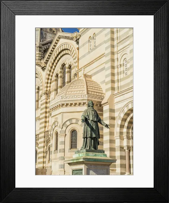 Framed Print : De Belsunce statue outside Cathedral La Major, Marseille, Provence Alpes Cote d'Azur, Bouches du Rhone, France