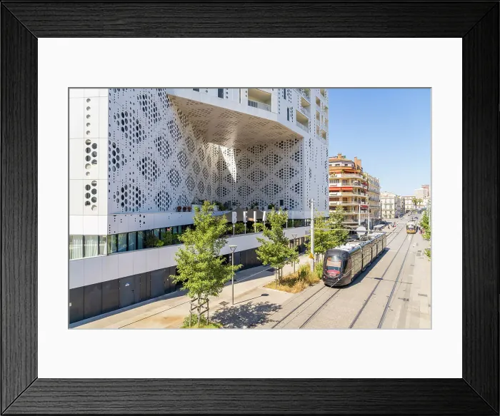 Framed Print : Tram passing The Hotel Beloria, Montpellier, Herault, France Framed Print : Tram passing The Hotel Beloria, Montpellier, Herault, France