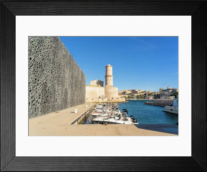 Framed Print : Fort St Jean in Vieux Port of Marseille, Marseille, Provence Alpes Cote d'Azur, Bouches du Rhone, France