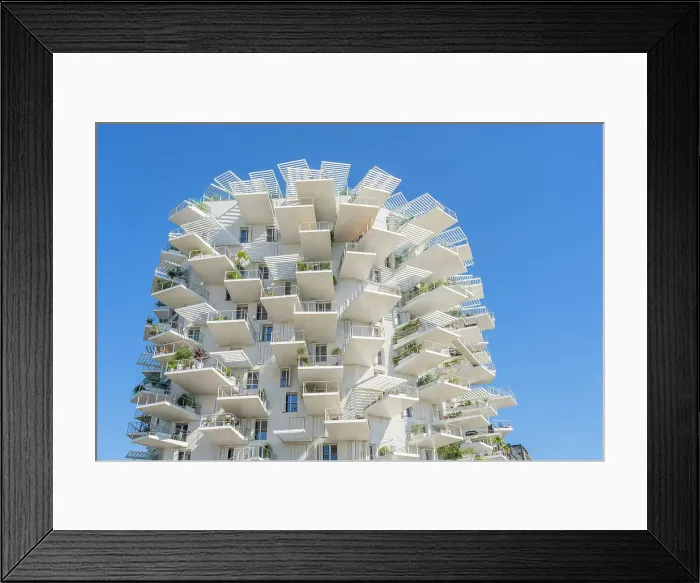 Framed Print : L Arbre Blanc or White Tree apartment block, Montpellier, Herault, France