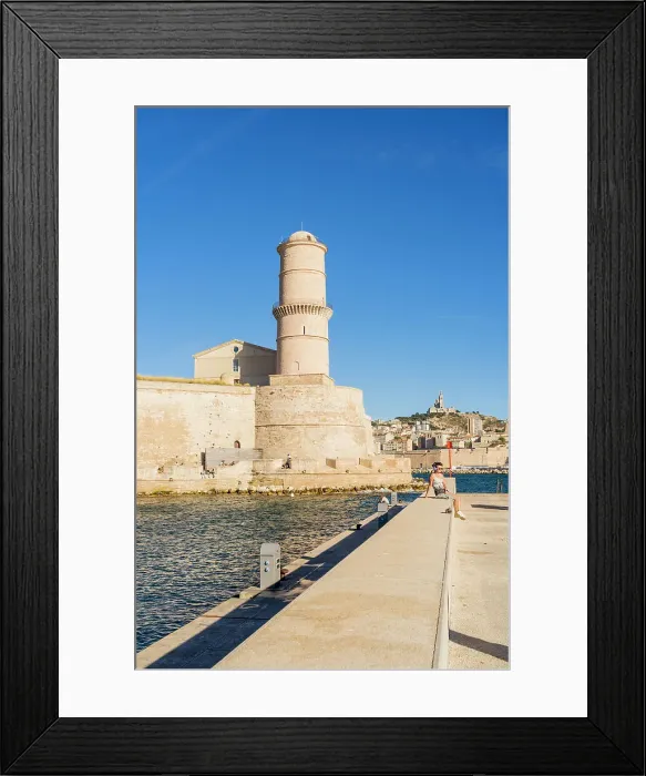 Framed Print : Fort St Jean in Vieux Port of Marseille, Marseille, Provence Alpes Cote d'Azur, Bouches du Rhone, France