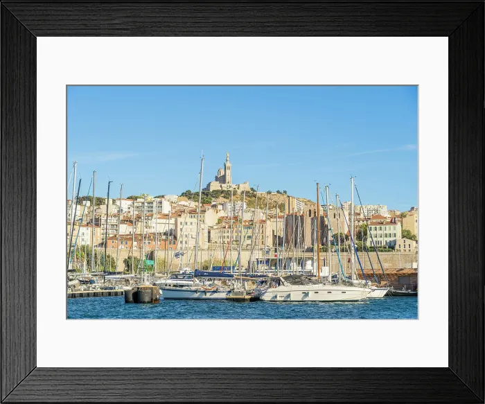 Framed Print : Vieux Port looking towards Notre-Dame de la Garde, Marseille, Provence Alpes Cote d'Azur, Bouches du Rhone, France Framed Print : Vieux Port looking towards Notre-Dame de la Garde, Marseille, Provence Alpes Cote d'Azur, Bouches du Rhone, France