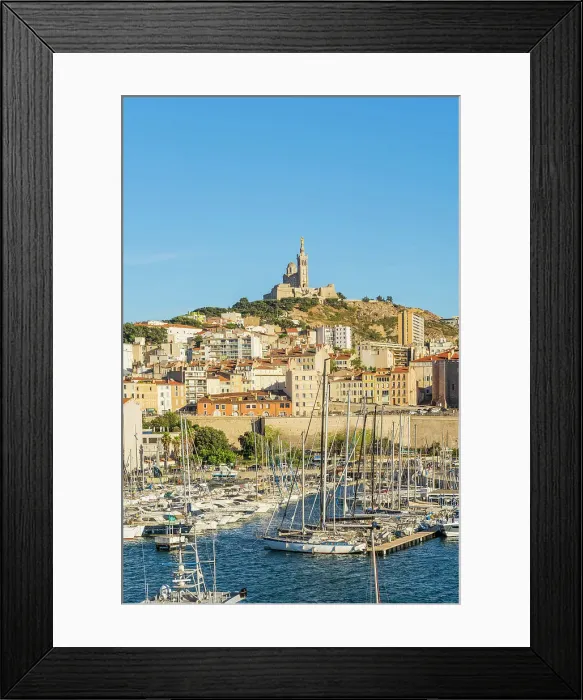 Framed Print : Vieux Port looking towards Notre-Dame de la Garde, Marseille, Provence Alpes Cote d'Azur, Bouches du Rhone, France Framed Print : Vieux Port looking towards Notre-Dame de la Garde, Marseille, Provence Alpes Cote d'Azur, Bouches du Rhone, France