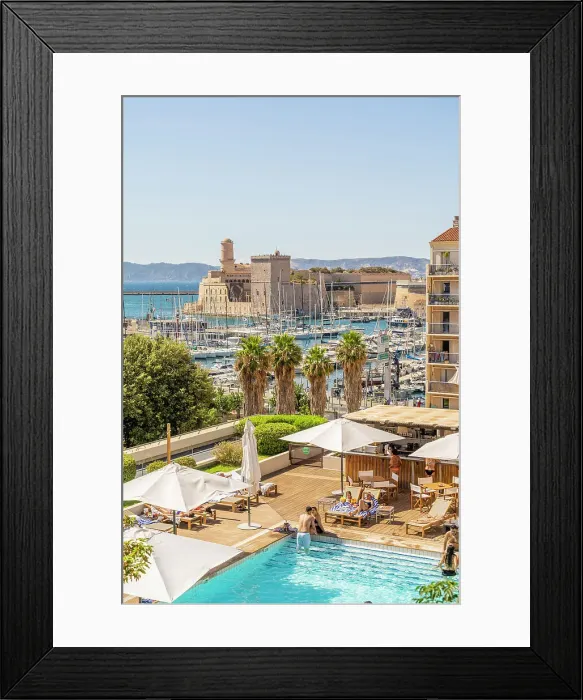 Framed Print : Fort Saint Jean and The Old Port or Vieux Port of Marseille, Marseille, Provence Alpes Cote d'Azur, Bouches du Rhone, France