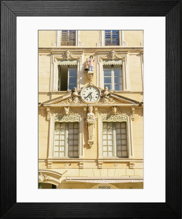 Framed Print : Jacquemart Clock, Place de L'Hotel de Ville, Nimes, Gard, France Framed Print : Jacquemart Clock, Place de L'Hotel de Ville, Nimes, Gard, France