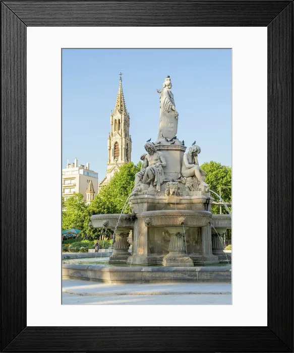 Framed Print : Pradier Fountain and the Church of Sainte Perprtue in the background, Nimes, Gard, France Framed Print : Pradier Fountain and the Church of Sainte Perprtue in the background, Nimes, Gard, France