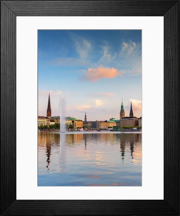 Framed Print : Skyline reflected in Binnenalster, Hamburg, Germany Framed Print : Skyline reflected in Binnenalster, Hamburg, Germany