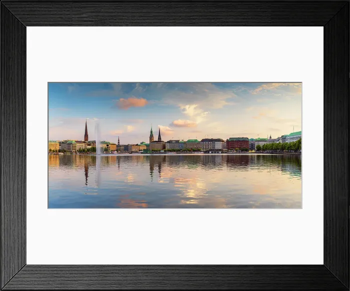 Framed Print : Skyline reflected in Binnenalster, Hamburg, Germany Framed Print : Skyline reflected in Binnenalster, Hamburg, Germany