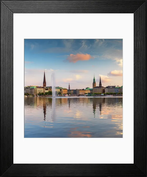 Framed Print : Skyline reflected in Binnenalster, Hamburg, Germany Framed Print : Skyline reflected in Binnenalster, Hamburg, Germany