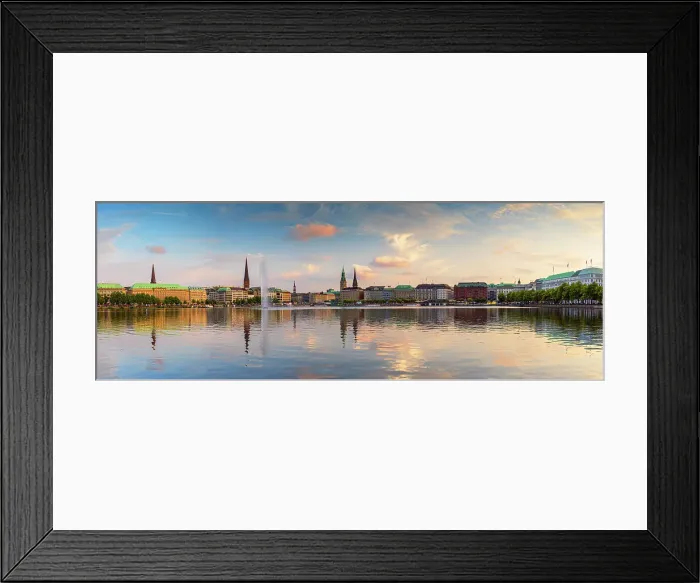 Framed Print : Skyline reflected in Binnenalster, Hamburg, Germany Framed Print : Skyline reflected in Binnenalster, Hamburg, Germany