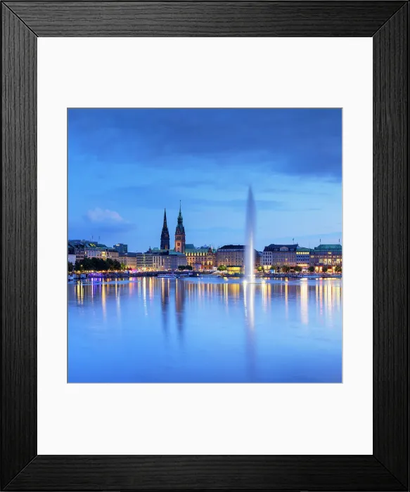 Framed Print : Binnenalster at dusk, Hamburg, Germany Framed Print : Binnenalster at dusk, Hamburg, Germany