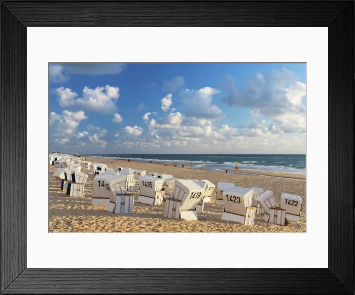 Framed Print : Deckchairs on Westerland beach, Sylt, Schleswig Holstein, Germany Framed Print : Deckchairs on Westerland beach, Sylt, Schleswig Holstein, Germany