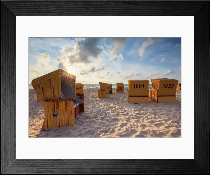 Framed Print : Deckchairs on Wenningstedt beach, Sylt, Schleswig Holstein, Germany Framed Print : Deckchairs on Wenningstedt beach, Sylt, Schleswig Holstein, Germany