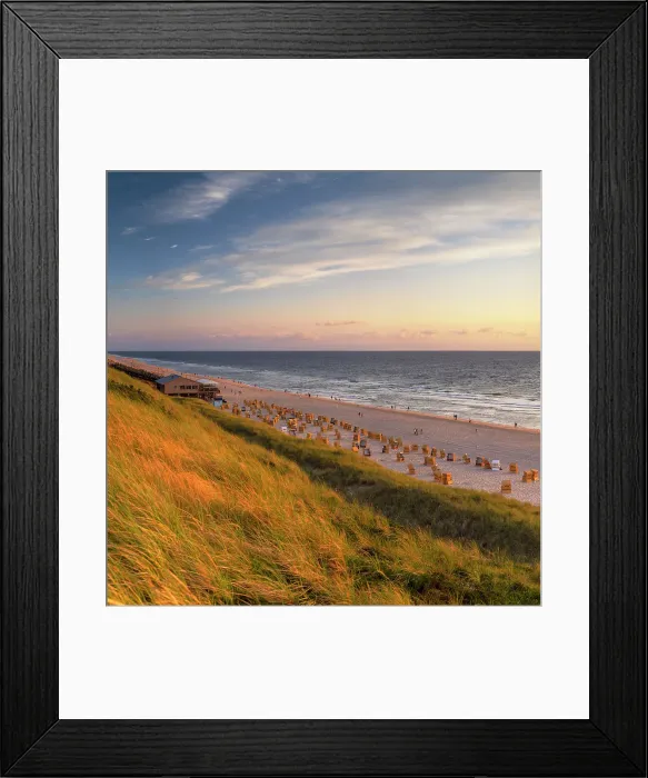 Framed Print : Wenningstedt beach at sunset, Sylt, Schleswig Holstein, Germany