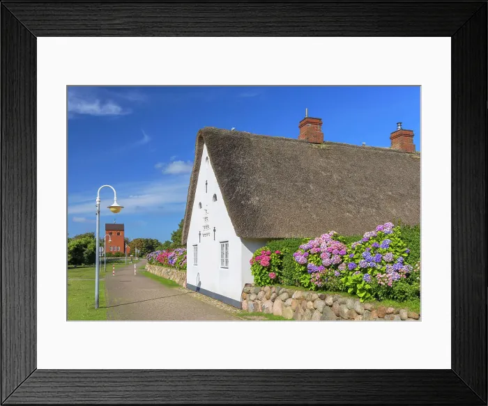 Framed Print : Frisian Church (Friesenkapelle) and traditional thatched house, Wenningstedt, Sylt, Schleswig Holstein, Germany Framed Print : Frisian Church (Friesenkapelle) and traditional thatched house, Wenningstedt, Sylt, Schleswig Holstein, Germany