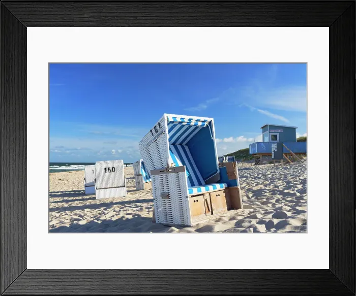 Framed Print : Deckchairs on Hornum Weststrand, Sylt, Schleswig Holstein, Germany Framed Print : Deckchairs on Hornum Weststrand, Sylt, Schleswig Holstein, Germany