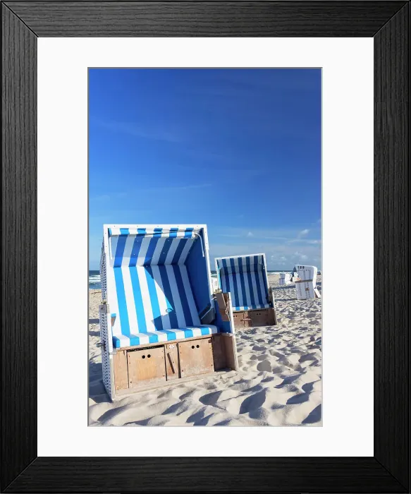 Framed Print : Deckchairs on Hornum Weststrand, Sylt, Schleswig Holstein, Germany