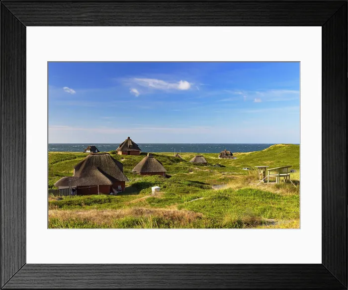 Framed Print : Traditional thatched houses in sand dunes, Hornum, Sylt, Schleswig Holstein, Germany Framed Print : Traditional thatched houses in sand dunes, Hornum, Sylt, Schleswig Holstein, Germany