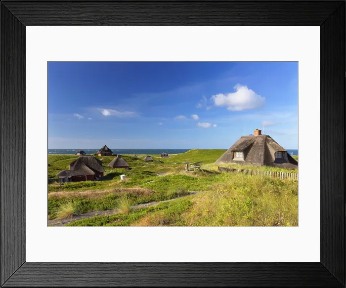 Framed Print : Traditional thatched houses in sand dunes, Hornum, Sylt, Schleswig Holstein, Germany Framed Print : Traditional thatched houses in sand dunes, Hornum, Sylt, Schleswig Holstein, Germany