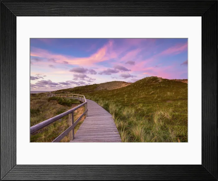 Framed Print : Walkway on Red Cliffs (Rotes Kliff) at sunset, Kampen, Sylt, Schleswig Holstein, Germany Framed Print : Walkway on Red Cliffs (Rotes Kliff) at sunset, Kampen, Sylt, Schleswig Holstein, Germany
