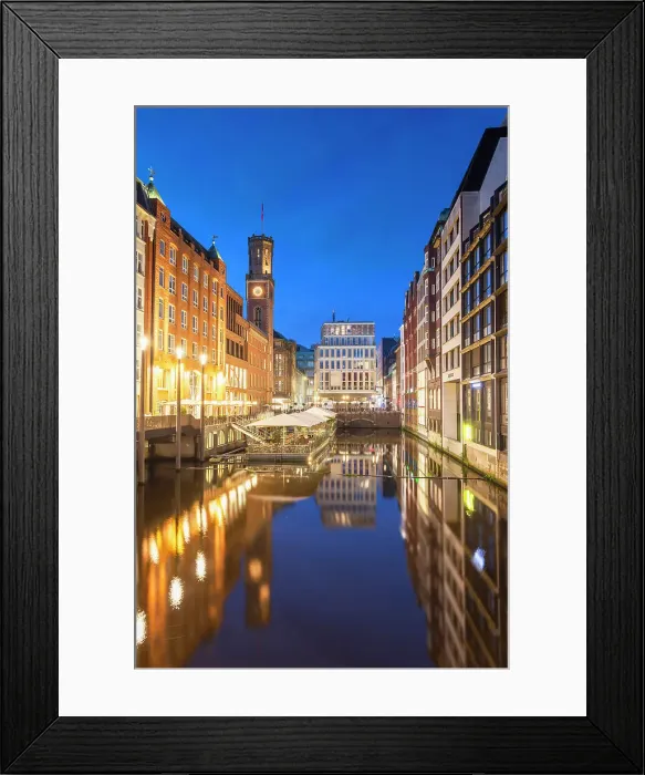 Framed Print : Buildings along Bleichenfleet at dusk, Hamburg, Germany