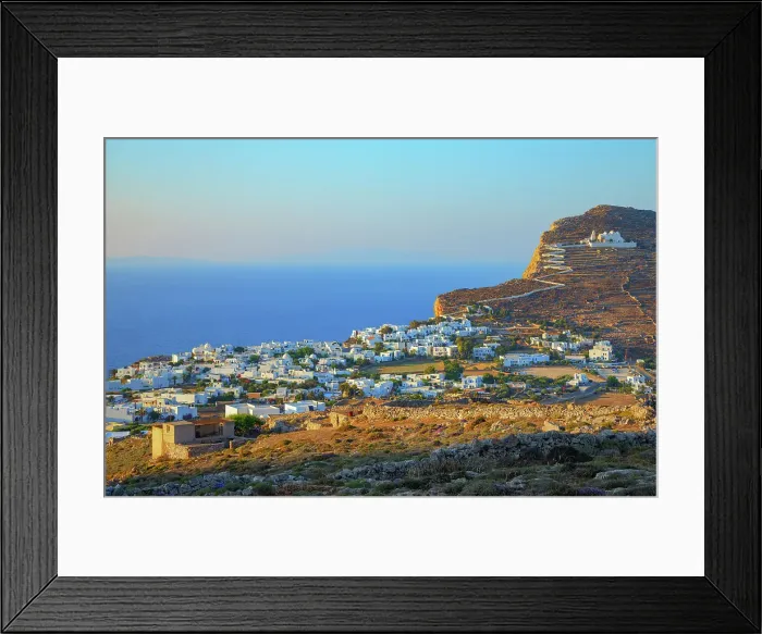 Framed Print : View of Chora village built on a cliff above the sea, Chora, Folegandros Island, Cyclades Islands, Greece Framed Print : View of Chora village built on a cliff above the sea, Chora, Folegandros Island, Cyclades Islands, Greece