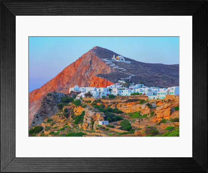 Framed Print : View of Chora village built on a cliff above the sea, Chora, Folegandros Island, Cyclades Islands, Greece Framed Print : View of Chora village built on a cliff above the sea, Chora, Folegandros Island, Cyclades Islands, Greece