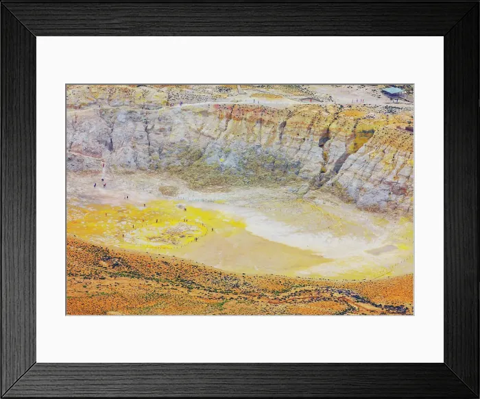 Framed Print : People walking around Stefanos crater moonlike landscape, Nisyros Island, Dodecanese Islands, Greece Framed Print : People walking around Stefanos crater moonlike landscape, Nisyros Island, Dodecanese Islands, Greece