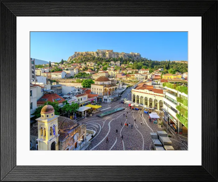 Framed Print : Monastiraki Square, Scenic Streets of old Town, Plaka District, Athens, Greece Framed Print : Monastiraki Square, Scenic Streets of old Town, Plaka District, Athens, Greece