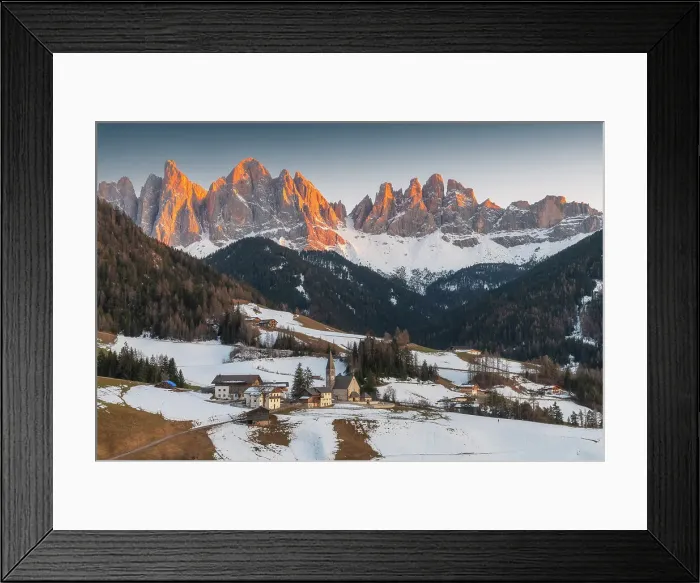 Framed Print : The chapel of Santa Magdalena in Val di Funes. Dolomites, Italy Framed Print : The chapel of Santa Magdalena in Val di Funes. Dolomites, Italy