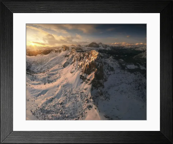 Framed Print : Aerial view of the Ra Gusela above the Giau Pass during a clear spring evening. Ampezzo Dolomites, Italy Framed Print : Aerial view of the Ra Gusela above the Giau Pass during a clear spring evening. Ampezzo Dolomites, Italy