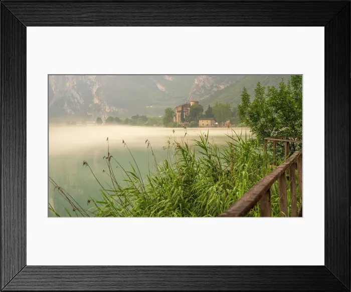 Framed Print : Europe, Italy, Trentino. The lake of Toblino on a foggy day with the beautiful castle Framed Print : Europe, Italy, Trentino. The lake of Toblino on a foggy day with the beautiful castle
