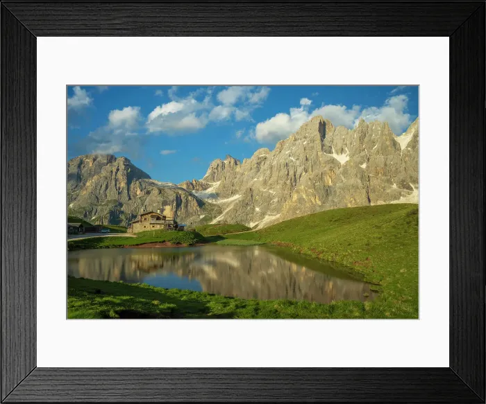 Framed Print : Europe, Italy, Trentino. The peaks of the Pala Group, the biggest massif of the Dolomites, Unesco World Heritage site at sunset. Reflecting in the little lake near to the mountain hut Rifugio Segantini Framed Print : Europe, Italy, Trentino. The peaks of the Pala Group, the biggest massif of the Dolomites, Unesco World Heritage site at sunset. Reflecting in the little lake near to the mountain hut Rifugio Segantini