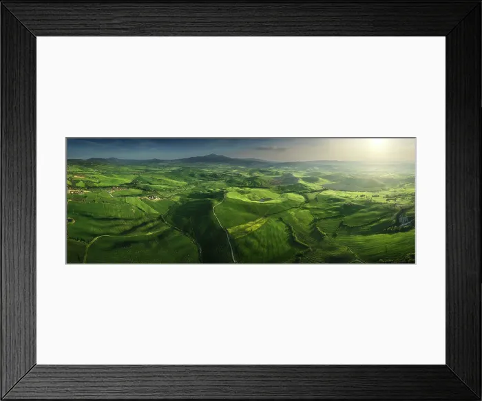 Framed Print : Aerial view of the whole Val d'Orcia during a late spring afternoon in Tuscany, Italy