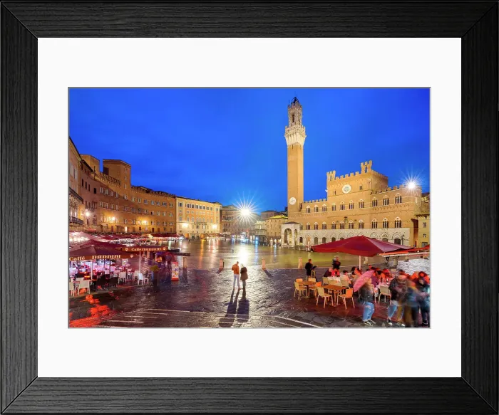 Framed Print : Piazza del Campo with Palazzo Pubblico, Siena, Tuscany, UNESCO World Heritage Site, Italy