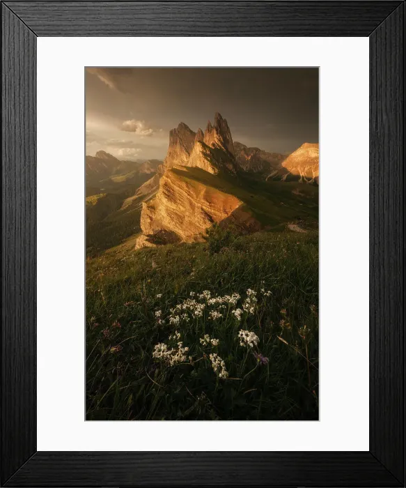 Framed Print : The mountain range of the Odle as seen from the Seceda. Val Gardena, Dolomites, Italy