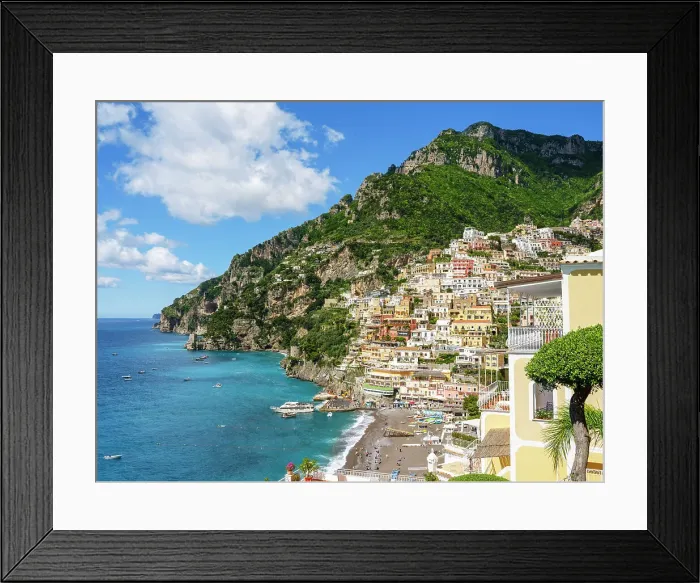 Framed Print : Scenic Coastal Beach View Positano, Amalfi Coast, Campania, Italy Framed Print : Scenic Coastal Beach View Positano, Amalfi Coast, Campania, Italy