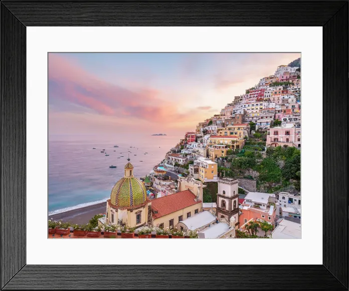 Framed Print : Scenic Sunset view of Church of Santa Maria Assunta Positano, Amalfi Coast, Campania, Italy Framed Print : Scenic Sunset view of Church of Santa Maria Assunta Positano, Amalfi Coast, Campania, Italy