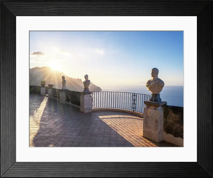 Framed Print : Terrace of Infinity, Marble Busts Villa Cimbrone Ravello, Amalfi Coast, Campania, Italy