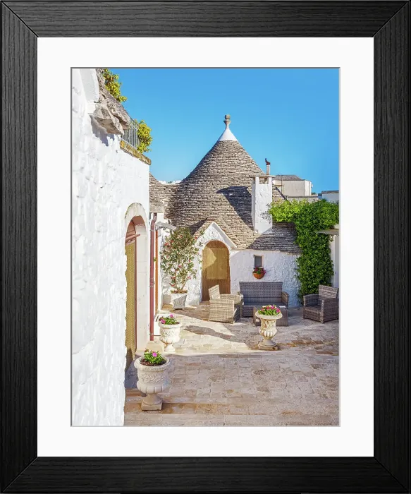 Framed Print : Romantic Trulli, Bed and Breakfast Trulli Homes of Alberobello, UNESCO World Heritage Site Alberobello, Bari, Puglia, Italy Framed Print : Romantic Trulli, Bed and Breakfast Trulli Homes of Alberobello, UNESCO World Heritage Site Alberobello, Bari, Puglia, Italy